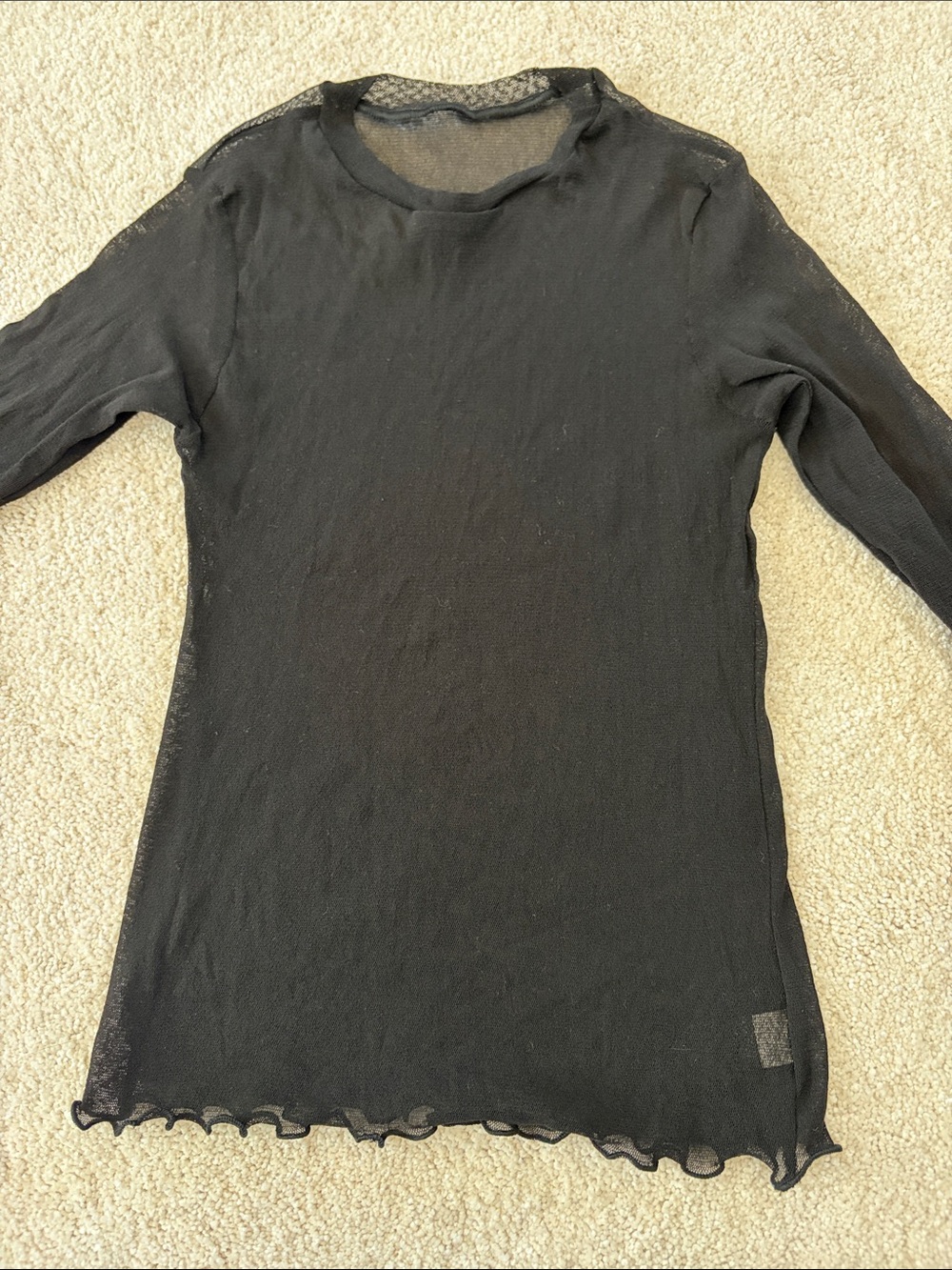 Only Hearts Black Semi-Sheer Long Sleeve Top